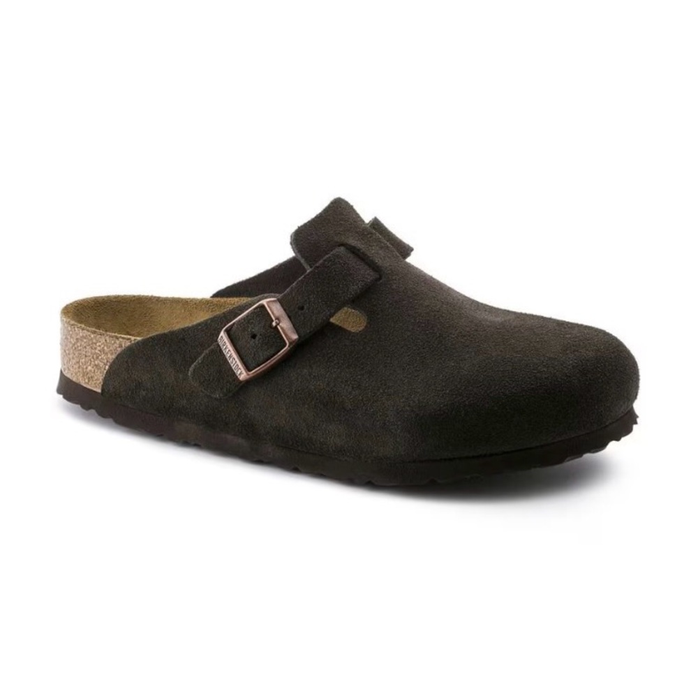 birkenstock boston clog in mocha brown suede sz 38 regular/wide
